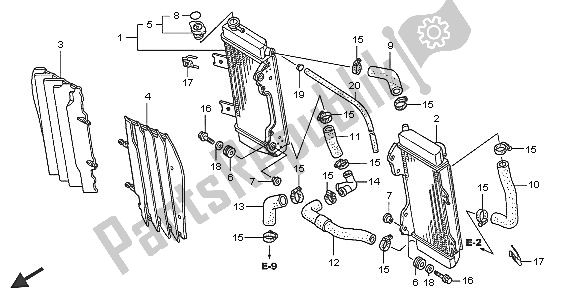 All parts for the Radiator of the Honda CRF 450R 2005