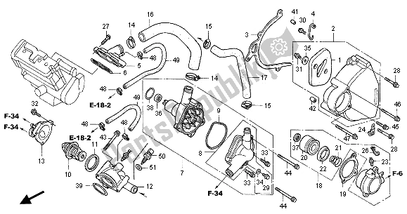 Todas as partes de Bomba De água do Honda CBR 1100 XX 2001