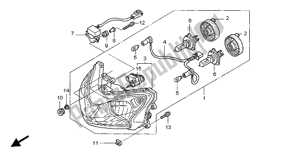 All parts for the Headlight (eu) of the Honda ST 1300A 2002