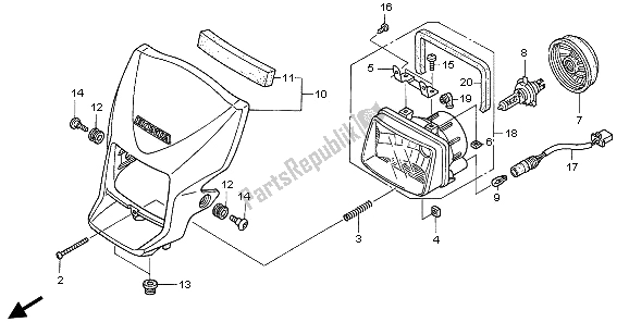 All parts for the Headlight (uk) of the Honda FMX 650 2006