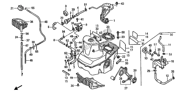 Alle onderdelen voor de Benzinetank van de Honda ST 1100 1992