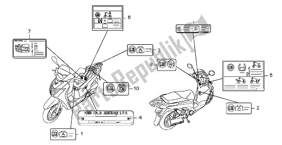 All parts for the Caution Label of the Honda SH 125R 2011