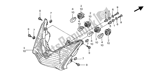 All parts for the Rear Combination Light of the Honda ST 1300 2003