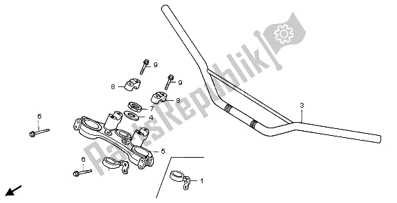 All parts for the Handle Pipe & Top Bridge of the Honda XR 600R 1998