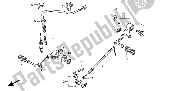All parts for the Pedal of the Honda VTR 1000 SP 2001