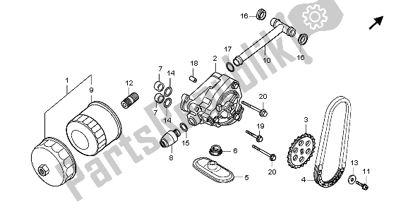 All parts for the Oil Pump of the Honda VT 750C2 2007