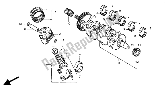 All parts for the Crankshaft & Piston of the Honda CB 600F2 Hornet 2000