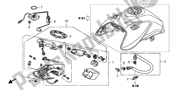 Todas las partes para Bomba De Combustible de Honda CBF 1000 FA 2010