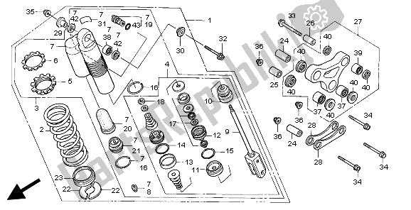 All parts for the Rear Cushion of the Honda CR 80 RB LW 2002