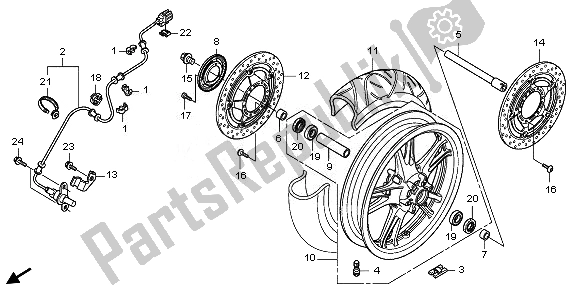 All parts for the Front Wheel of the Honda NSA 700A 2008