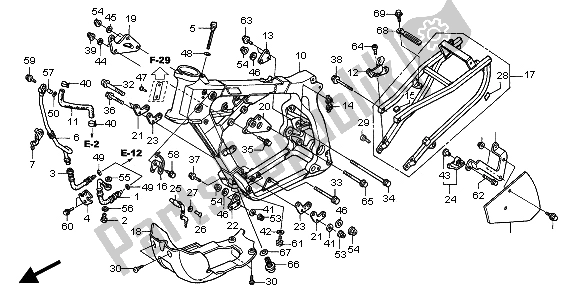 Alle onderdelen voor de Frame Lichaam van de Honda XR 650R 2003