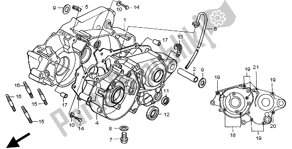 Tutte le parti per il Carter del Honda CR 80R SW 2002