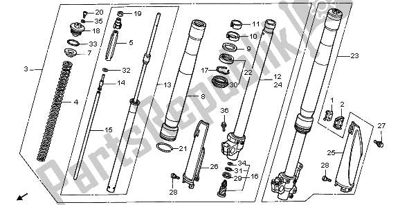 Todas las partes para Tenedor Frontal de Honda CR 500R 1998