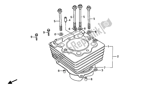 All parts for the Cylinder of the Honda XR 250R 1987