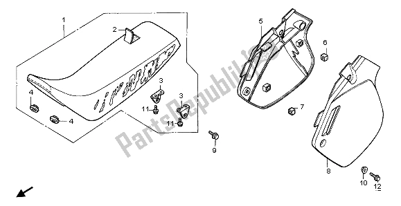 All parts for the Seat & Side Cover of the Honda CR 500R 1997