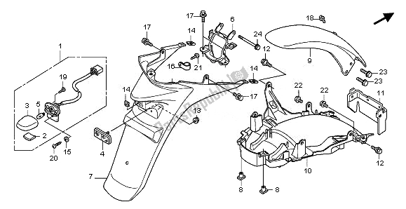 All parts for the Rear Fender of the Honda SH 125 2011