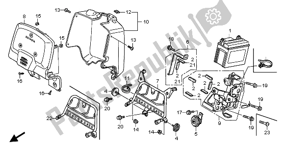 All parts for the Front Cover & Battery of the Honda NPS 50 2012