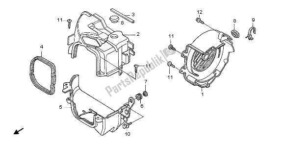 All parts for the Shroud & Fan Cover of the Honda SCV 100F 2007