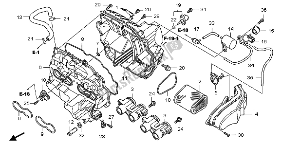 Alle onderdelen voor de Luchtfilter van de Honda CBF 1000A 2007