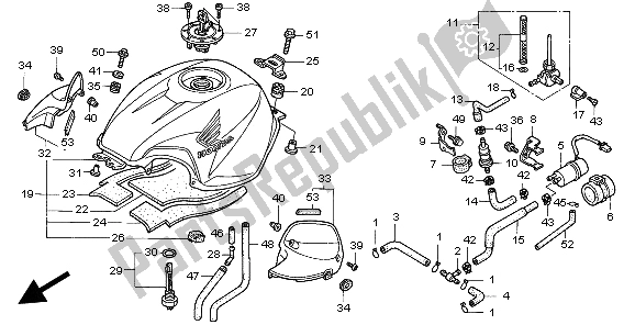 Alle onderdelen voor de Benzinetank van de Honda CBR 600F 1999