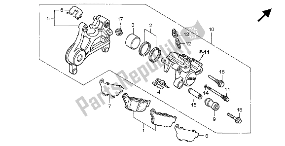 Todas as partes de Pinça De Freio Traseiro do Honda FMX 650 2007