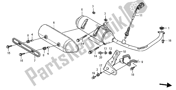 All parts for the Exhaust Muffler of the Honda FES 150 2009