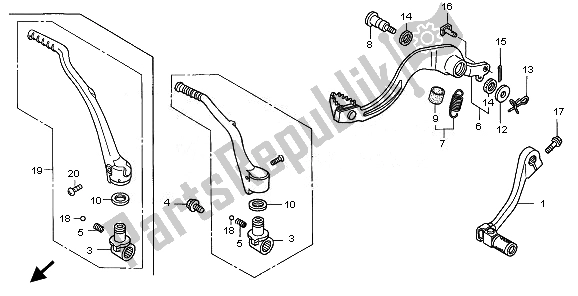 All parts for the Pedal & Kick Starter Arm of the Honda CRF 450X 2011