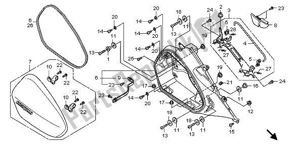 All parts for the R. Saddlebag of the Honda NT 700V 2008