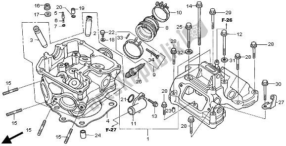 All parts for the Cylinder Head of the Honda XR 650R 2001