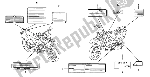 Alle onderdelen voor de Waarschuwingsetiket van de Honda FMX 650 2006