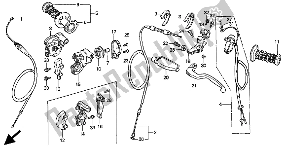 Todas las partes para Manejar Palanca E Interruptor Y Cable de Honda CR 500R 1994