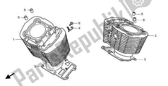 All parts for the Cylinder of the Honda VTX 1800C 2003
