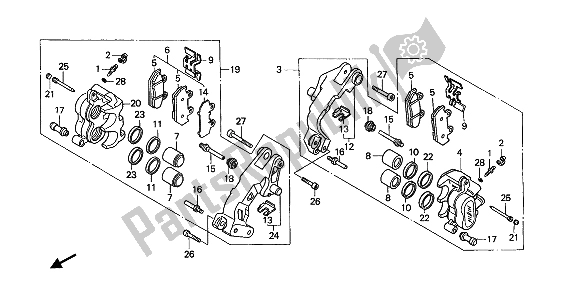 All parts for the Front Brake Caliper of the Honda GL 1500 SE 1992