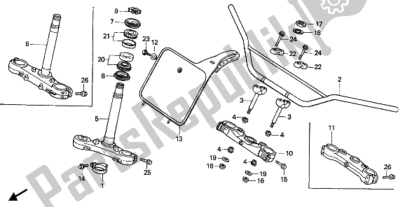 Todas las partes para Tubo De Manija Y Puente Superior Y Vástago De Dirección de Honda CR 500R 1 1990