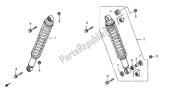 Tutte le parti per il Cuscino Anteriore del Honda TRX 500 FA Fourtrax Foreman 2004