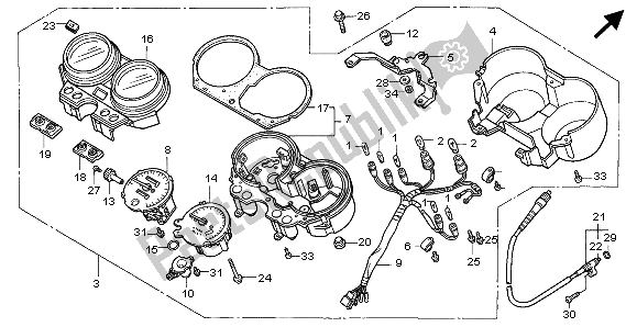 All parts for the Meter (kmh) of the Honda CB 750F2 1995