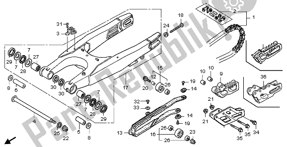 All parts for the Swingarm of the Honda CRF 250X 2006