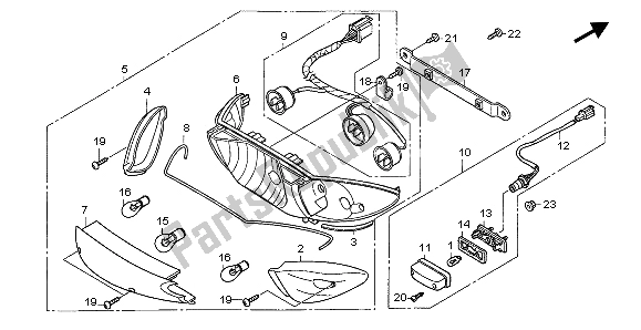 All parts for the Rear Combination Light of the Honda CBF 600 SA 2007