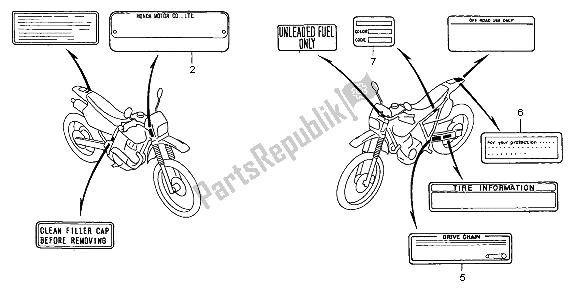 All parts for the Caution Label of the Honda XR 400R 1999