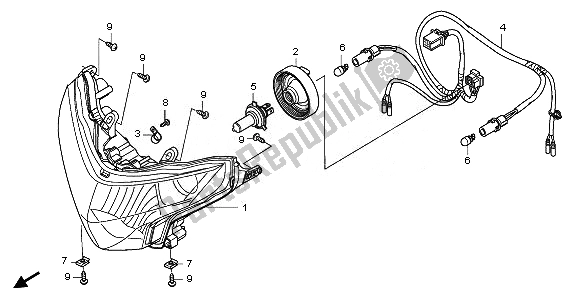 Alle onderdelen voor de Koplamp van de Honda CBR 125 RW 2011