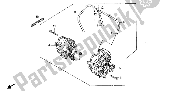 Tutte le parti per il Carburatore Assy. Del Honda NTV 650 1988