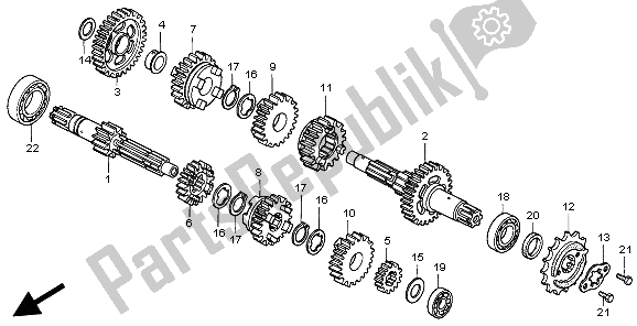All parts for the Transmission of the Honda CA 125 1998