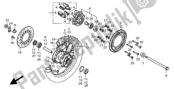 Todas las partes para Rueda Trasera de Honda SLR 650 1998