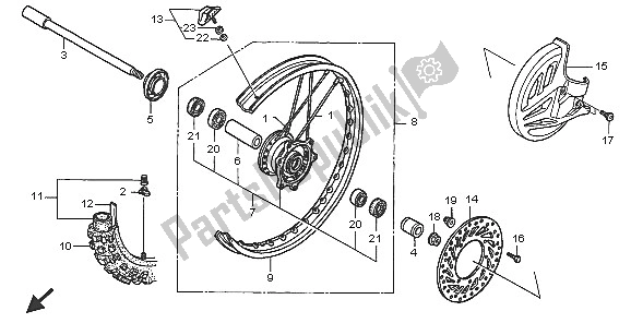 Toutes les pièces pour le Roue Avant du Honda CR 125R 2005