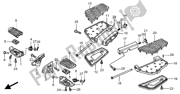 All parts for the Step of the Honda GL 1800A 2004