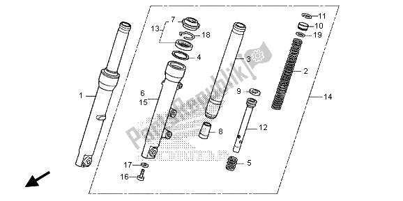 All parts for the Front Fork of the Honda SH 125A 2013