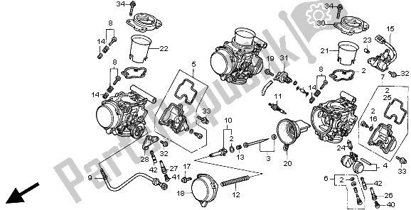 All parts for the Carburetor (component Parts) of the Honda CBR 1100 XX 1998