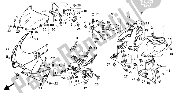 All parts for the Upper Cowl of the Honda CBR 900 RR 2003