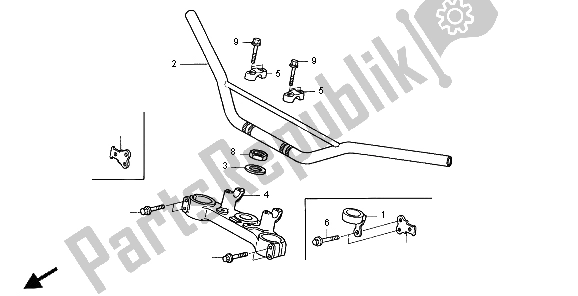 Tutte le parti per il Gestire Il Tubo E Il Ponte Superiore del Honda XR 650R 2004