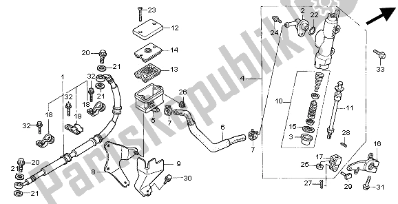 All parts for the Rear Brake Master Cylinder of the Honda XL 600V Transalp 1997